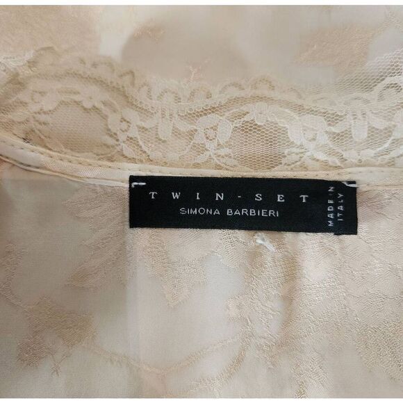 Twin-Set Simona Barbieri Satin and Lace Blouse Size Large - Picture 6 of 7